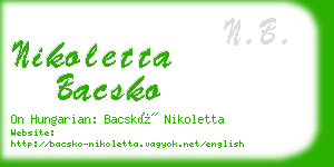 nikoletta bacsko business card